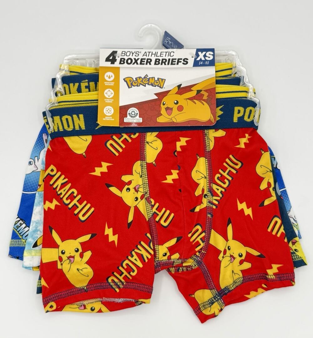 Pokémon 4 Boys Athletic Bóxer Briefs Size XS (4-5)